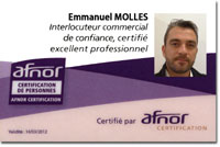 badge d'un commercial Clair Azur certifié AFNOR